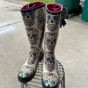 Blazin Roxx Pink and Black Skull Rain Boots